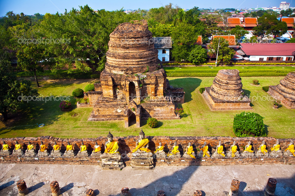 Buddha statues at the temple of Wat Yai Chai Mongkol in Ayutthaya near Bangkok, Thailand