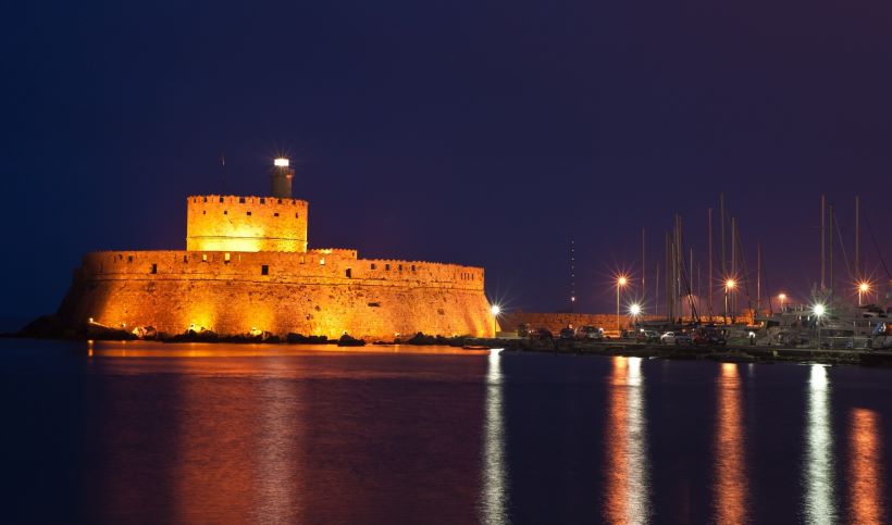 mandraki-of-rhodes-in-the-dodecanese-lighted-at-night